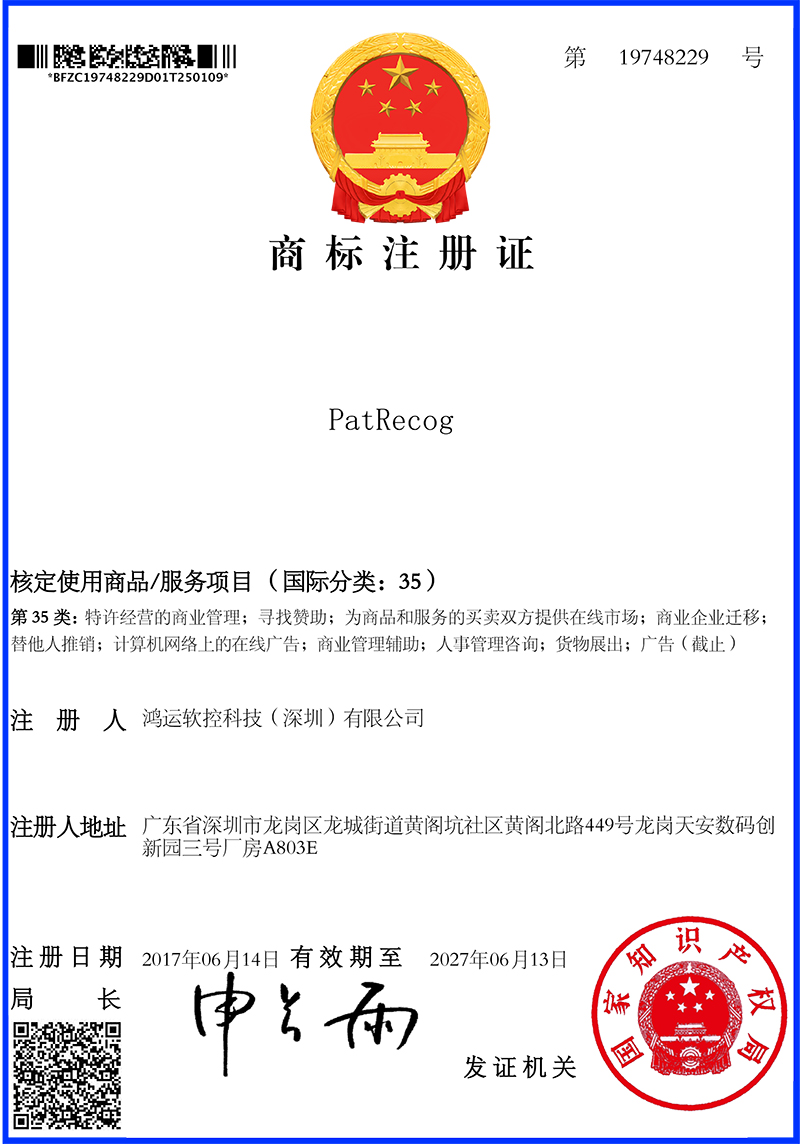 19748229 - Trademark Certificate (Class 35)